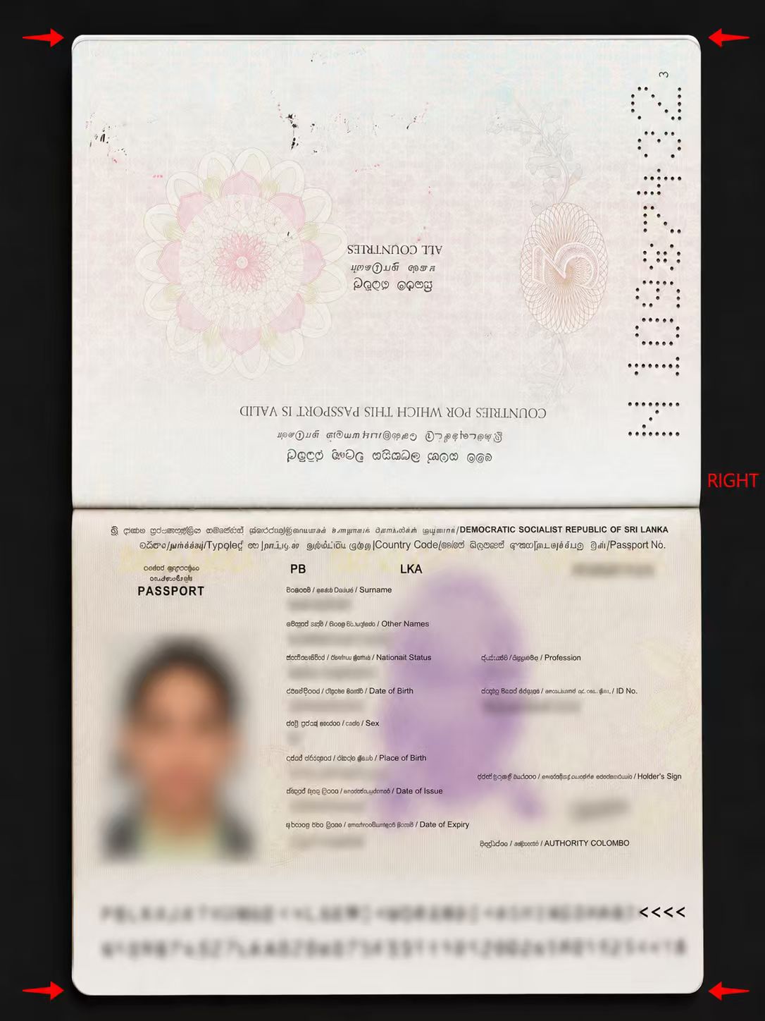 Example of a passport-sized photo scan copy